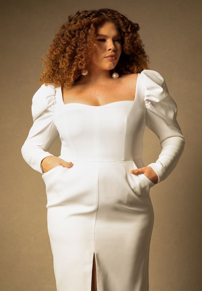 Bridal by ELOQUII Dramatic Sleeve Dress image number 1