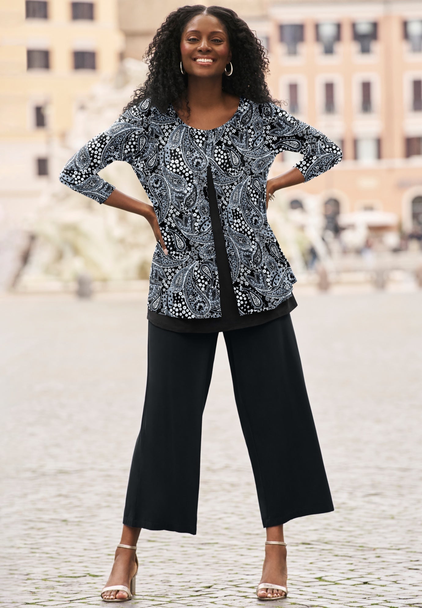 Everyday Stretch Knit Wide Leg Crop Pant image number 3