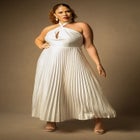 Bridal by ELOQUII Pleated Dress With Draped Bodice image number null