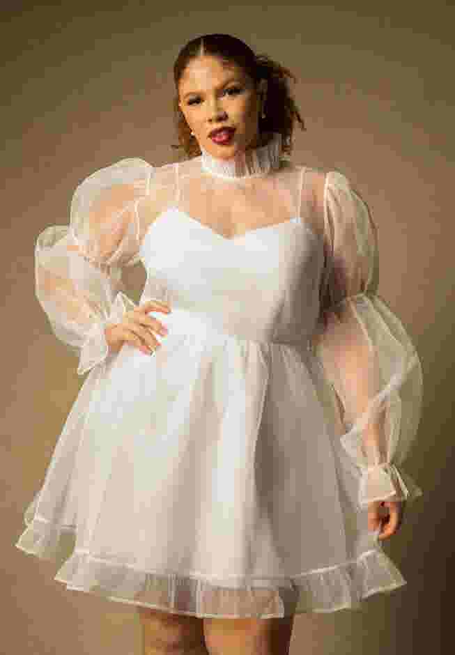 Bridal by ELOQUII Organza Ruffle Mini Dress image number 1