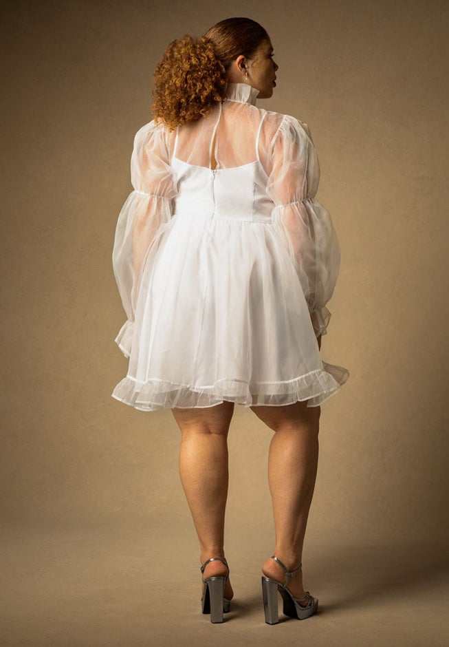 Bridal by ELOQUII Organza Ruffle Mini Dress image number 2