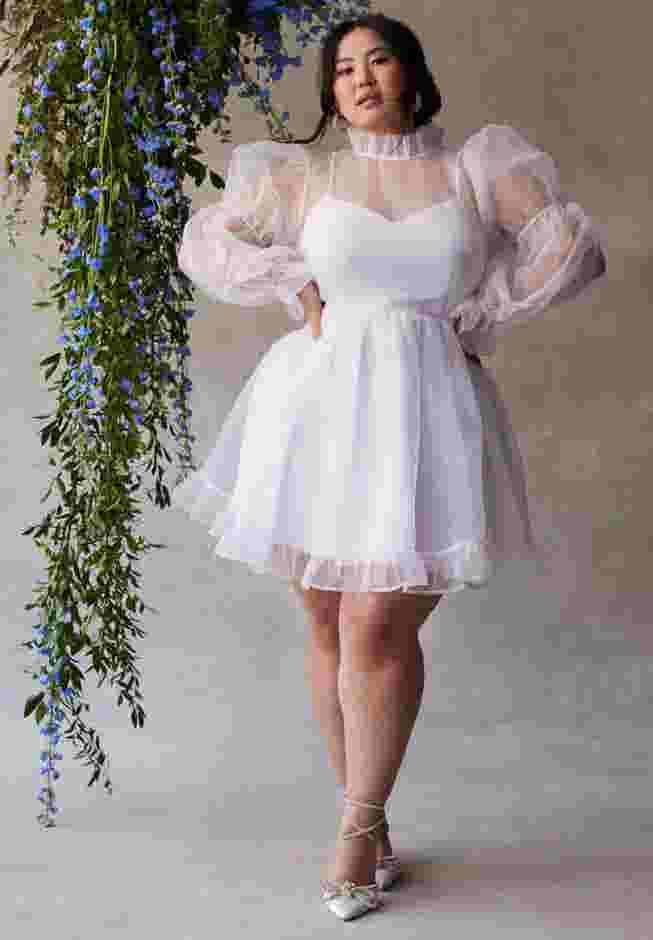Bridal by ELOQUII Organza Ruffle Mini Dress image number 3