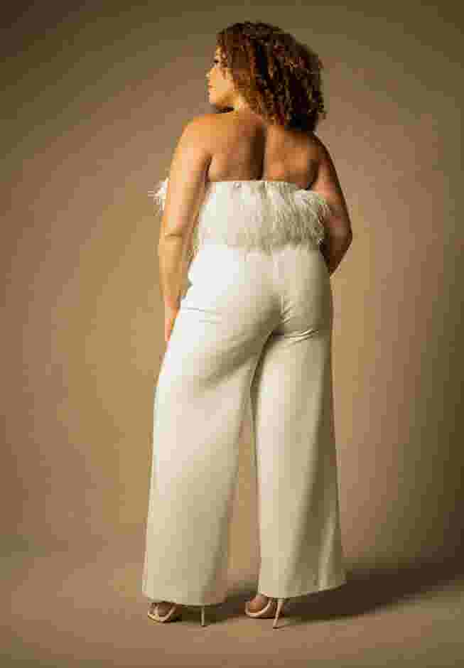 Bridal by ELOQUII Feather Bodice Jumpsuit image number 2