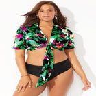 Raeann Tie Front Crop Top Cover Up image number null