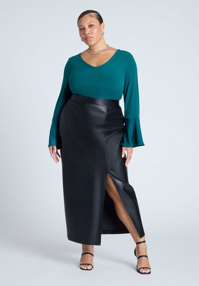 Ruffle Sleeve V-Neck Top image number null