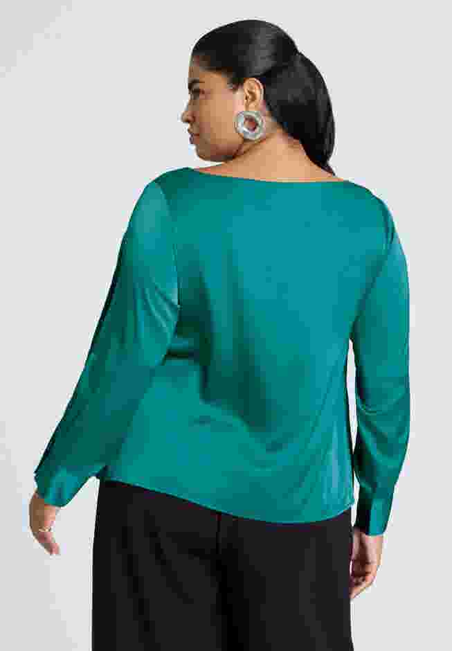 Boat Neck Blouse With Sleeve Slits image number 1