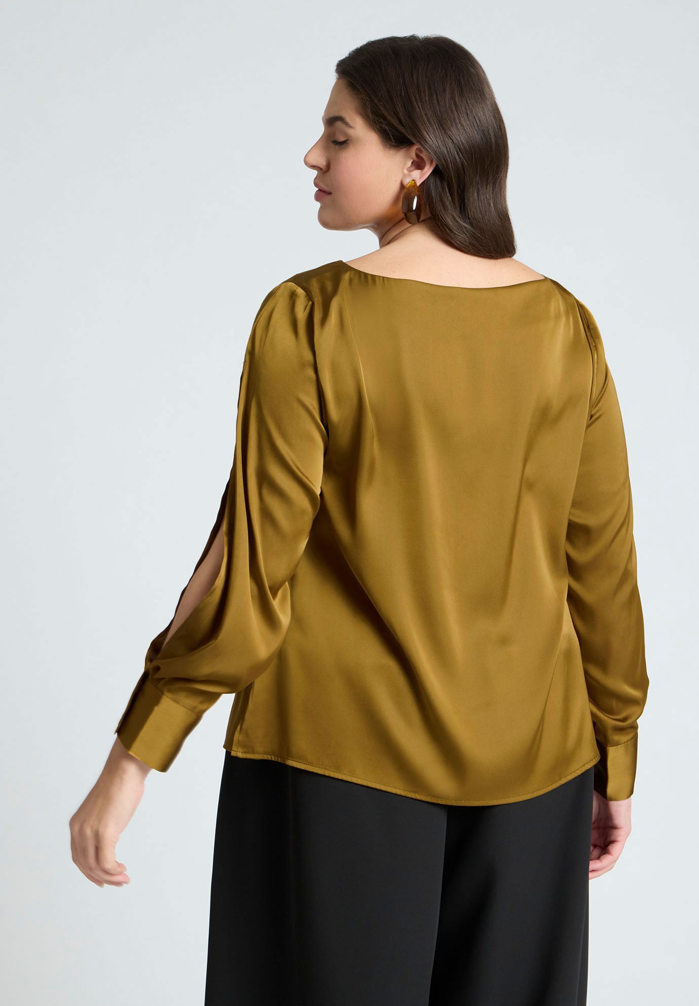 Boat Neck Blouse With Sleeve Slits image number 1