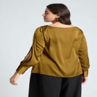 Boat Neck Blouse With Sleeve Slits image number null