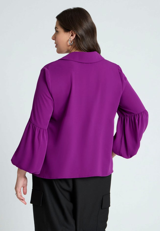 Balloon Sleeve Collared Blouse image number null