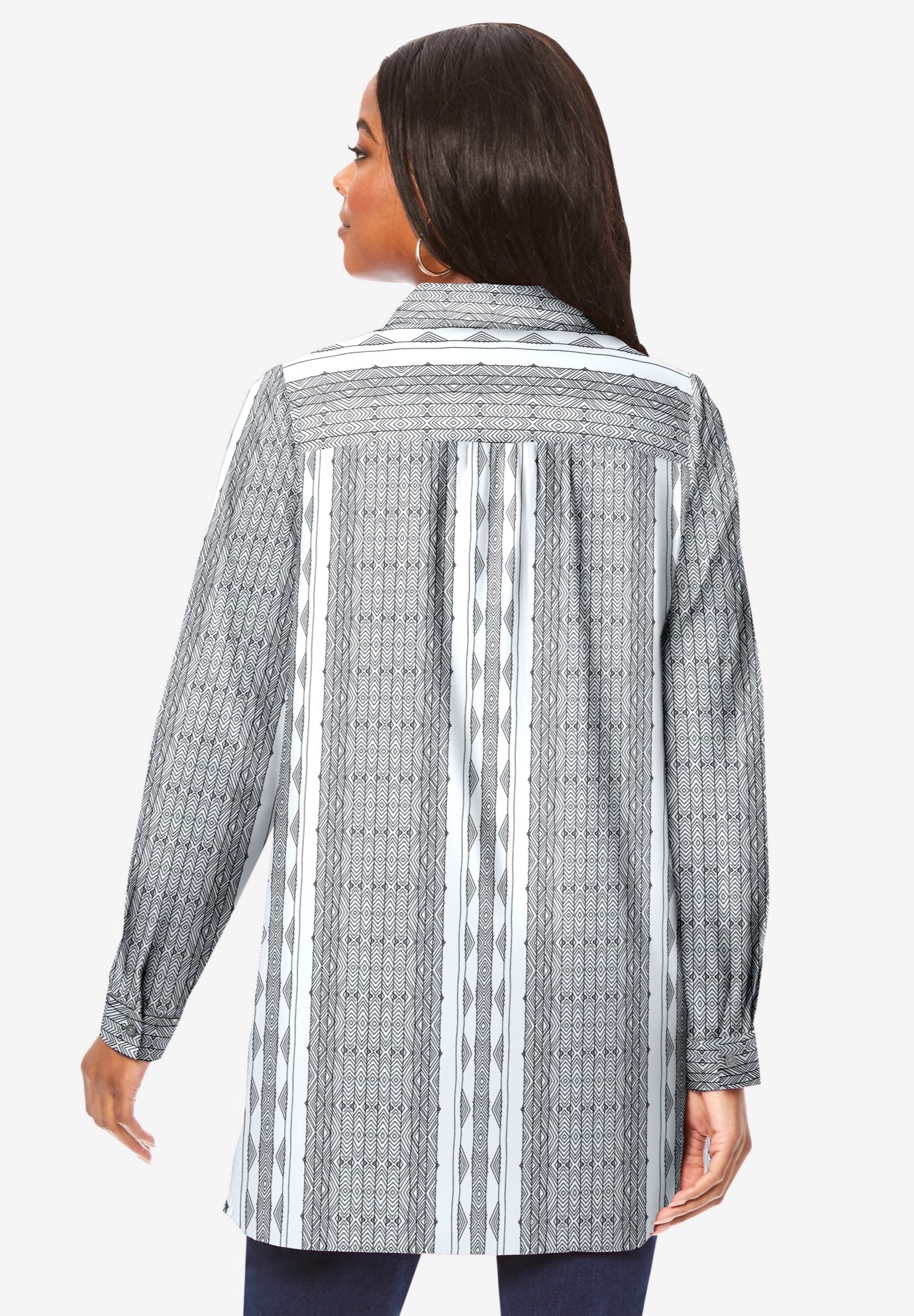 Kate Long-Sleeve Crisp Cotton-Blend Button-Front Tunic image number 1
