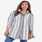Kate Long-Sleeve Crisp Cotton-Blend Button-Front Tunic image number null