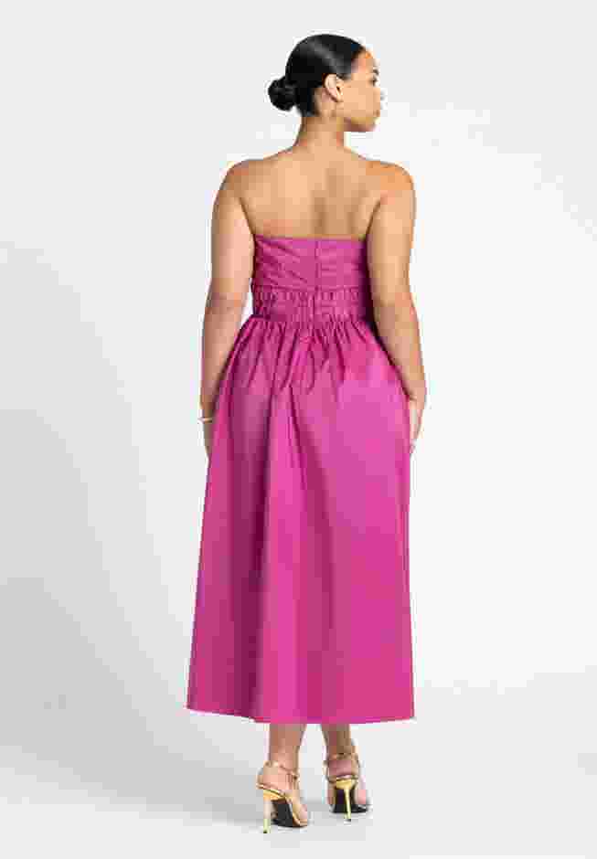 Pleated Ruffle Neckline Midi Dress image number 1