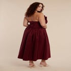 Pleated Ruffle Neckline Midi Dress image number null