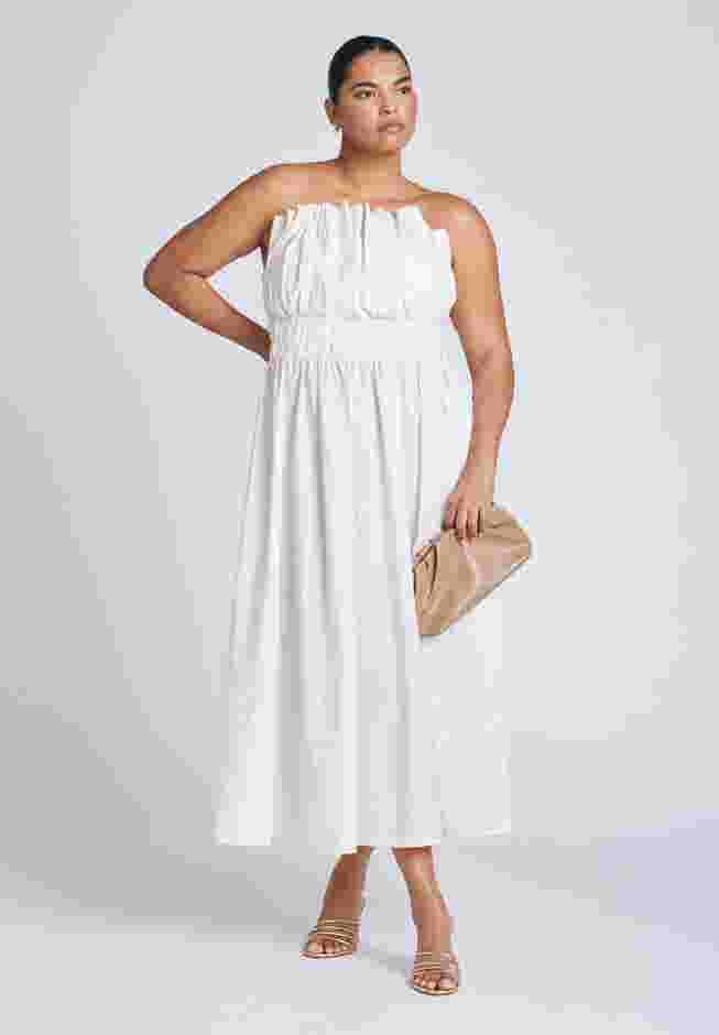 Pleated Ruffle Neckline Midi Dress image number 2
