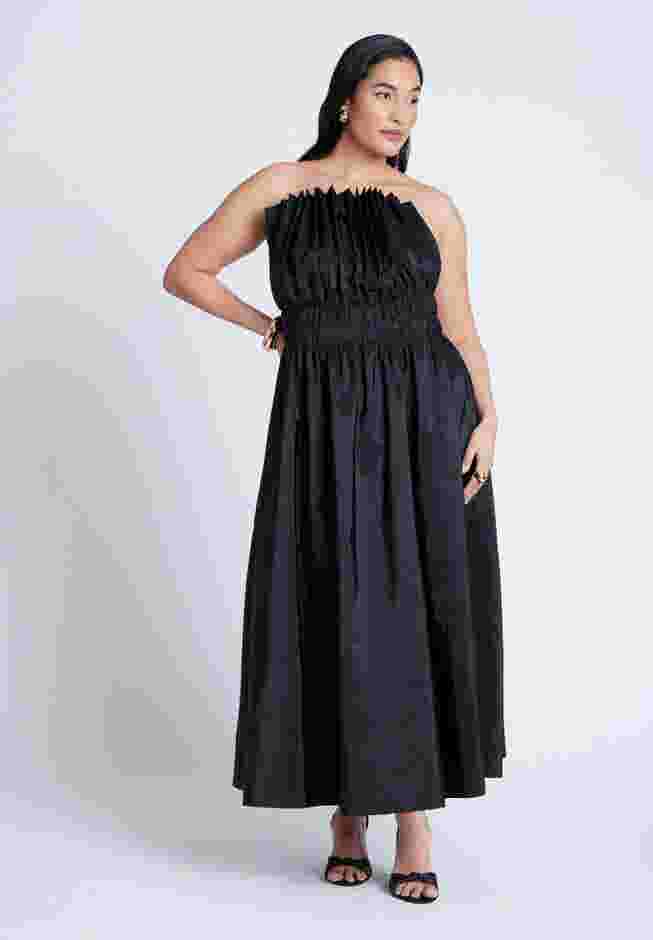 Pleated Ruffle Neckline Midi Dress image number 0