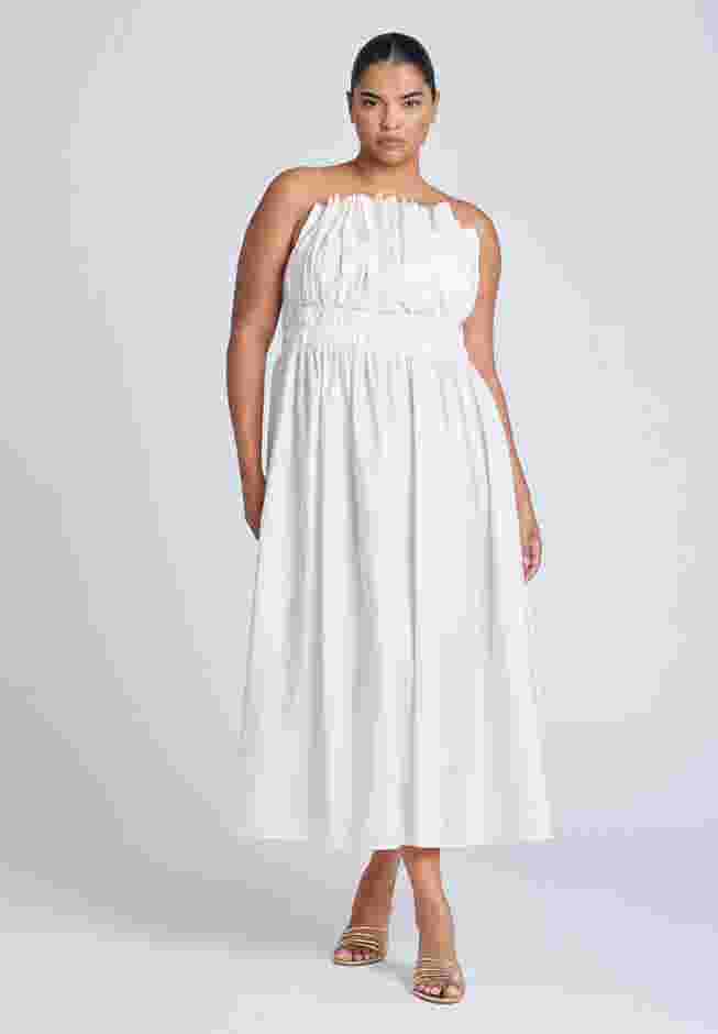 Pleated Ruffle Neckline Midi Dress image number 0