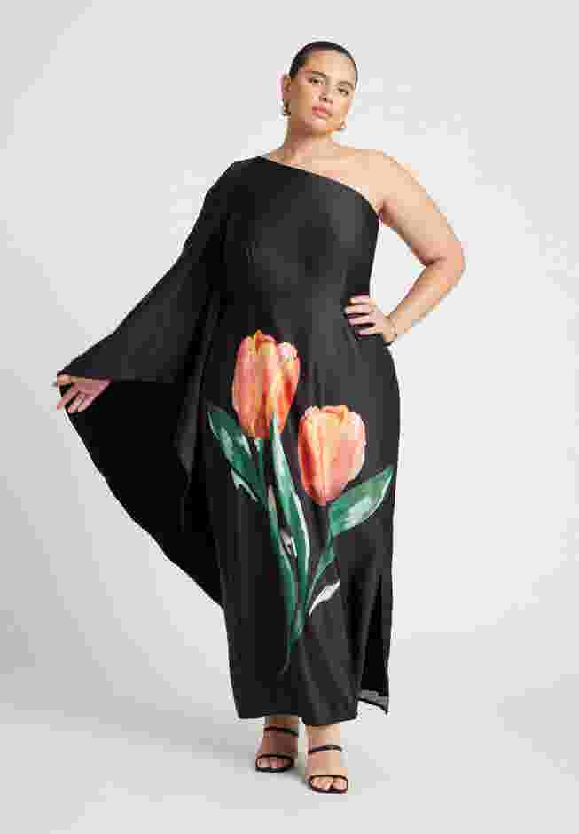 One Shoulder Dramatic Sleeve Dress image number 1