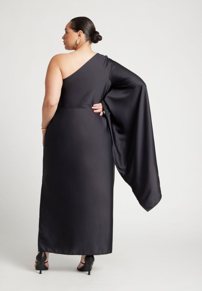 One Shoulder Dramatic Sleeve Dress image number 2