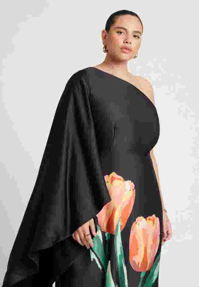 One Shoulder Dramatic Sleeve Dress image number 3