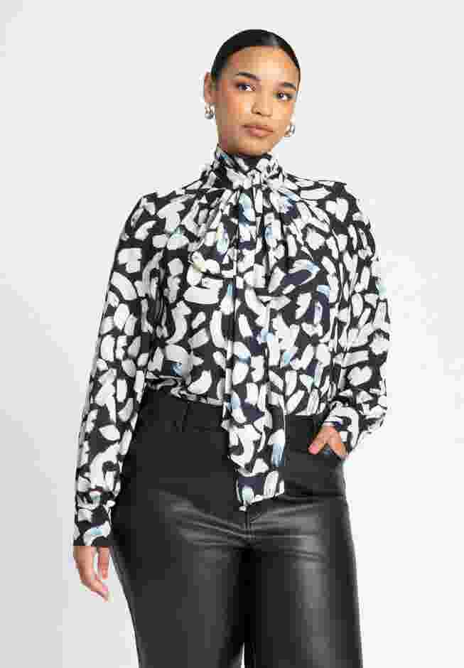 Dramatic Neck- Tie Blouse image number 0