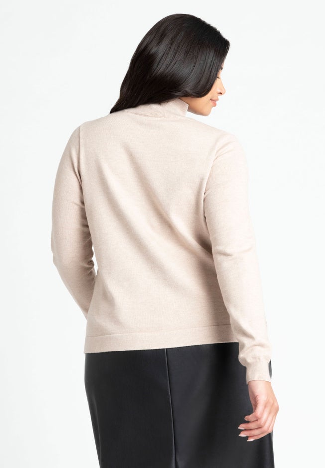 Diagonal Cable Knit Mock Neck Sweater image number 1