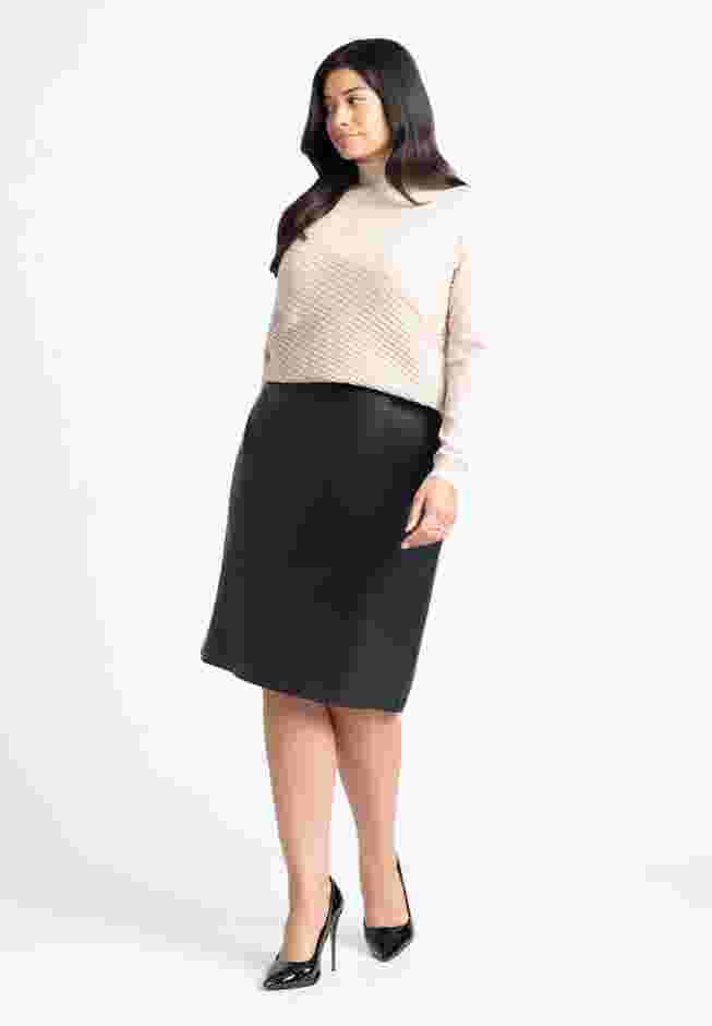 Diagonal Cable Knit Mock Neck Sweater image number 2
