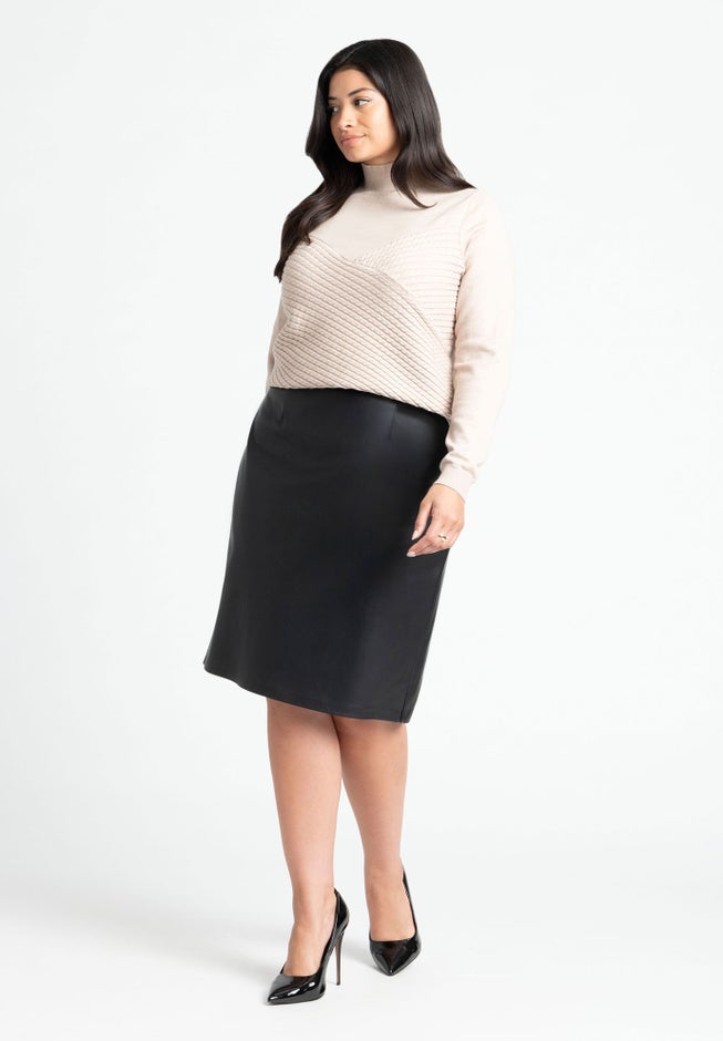 Diagonal Cable Knit Mock Neck Sweater image number 2