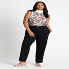 Sleeveless Printed Turtleneck Sweater image number null