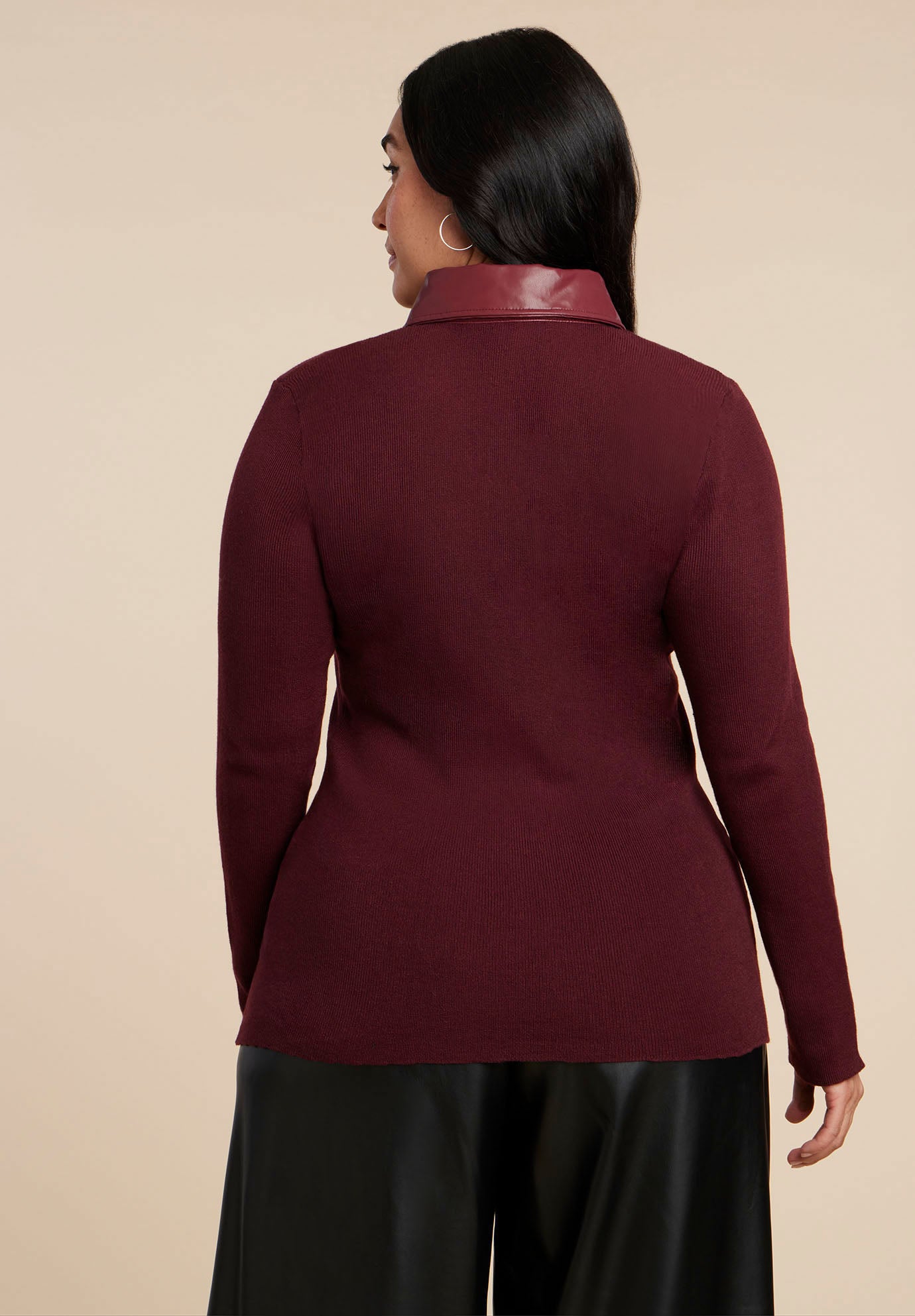 Faux Leather Detail Sweater image number 1