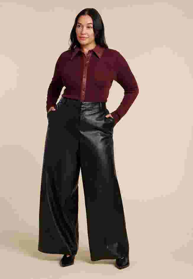 Faux Leather Detail Sweater image number 2