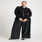 Faux Leather Detail Sweater image number null