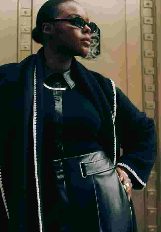 Faux Leather Detail Sweater image number 3