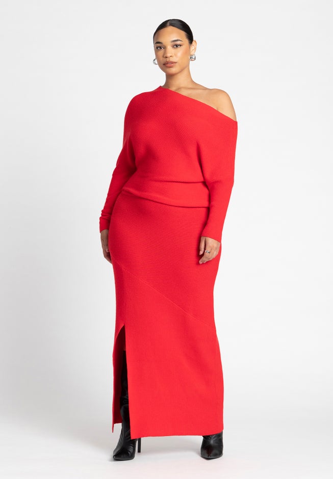 One Shoulder Maxi Dress W Slit image number null