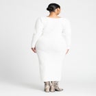 V Neck Ribbed Sweater Dress image number null