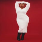 V Neck Ribbed Sweater Dress image number null