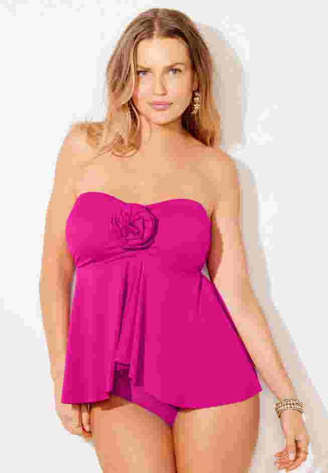 Rosette Bandeau Tankini Top image number 3