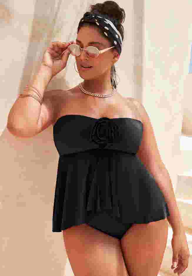Rosette Bandeau Tankini Top image number 0