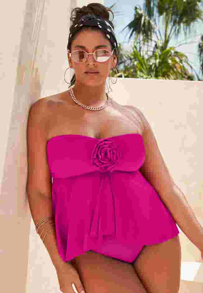 Rosette Bandeau Tankini Top image number 0