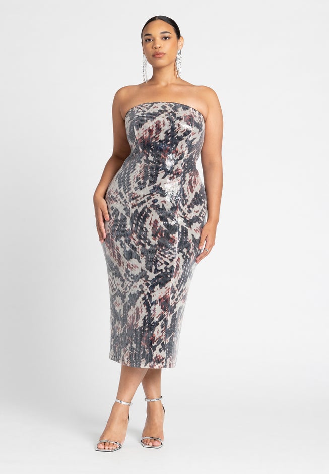 Sequin Strapless Dress image number null