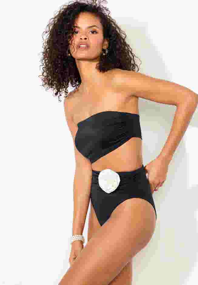 Rosette Shimmer Cut-Out Bandeau One Piece Swimsuit image number 2