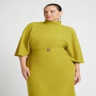 Cape Sleeve Belted Midi Dress image number null