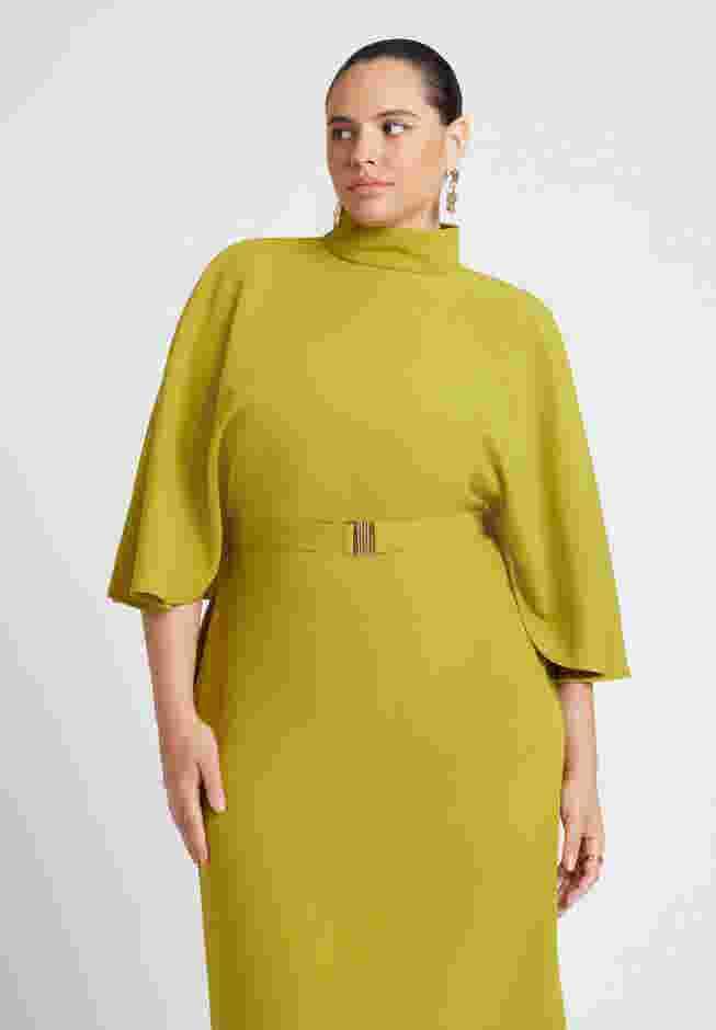 Cape Sleeve Belted Midi Dress image number 2