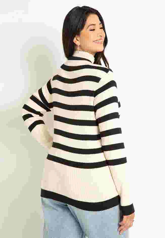 Striped Mock Neck Sweater image number 1