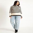 Striped Mock Neck Sweater image number null