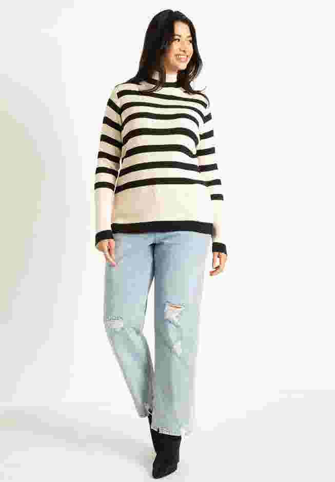 Striped Mock Neck Sweater image number 2