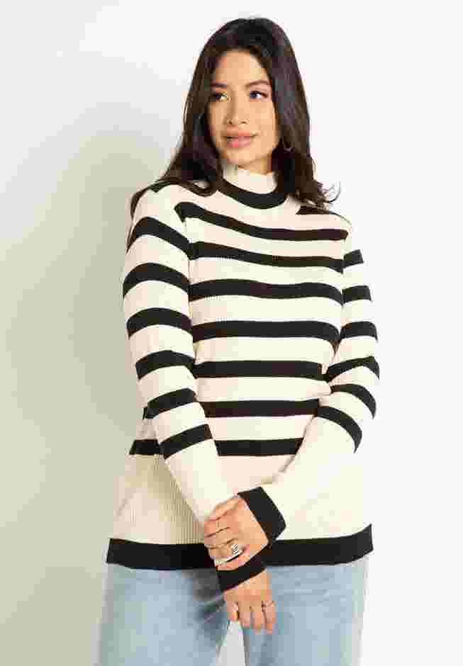 Striped Mock Neck Sweater image number 0