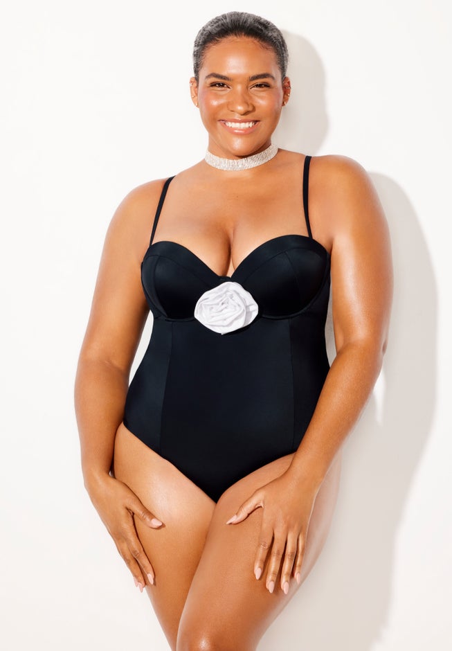 Rosette Underwire One Piece Swimsuit image number 4