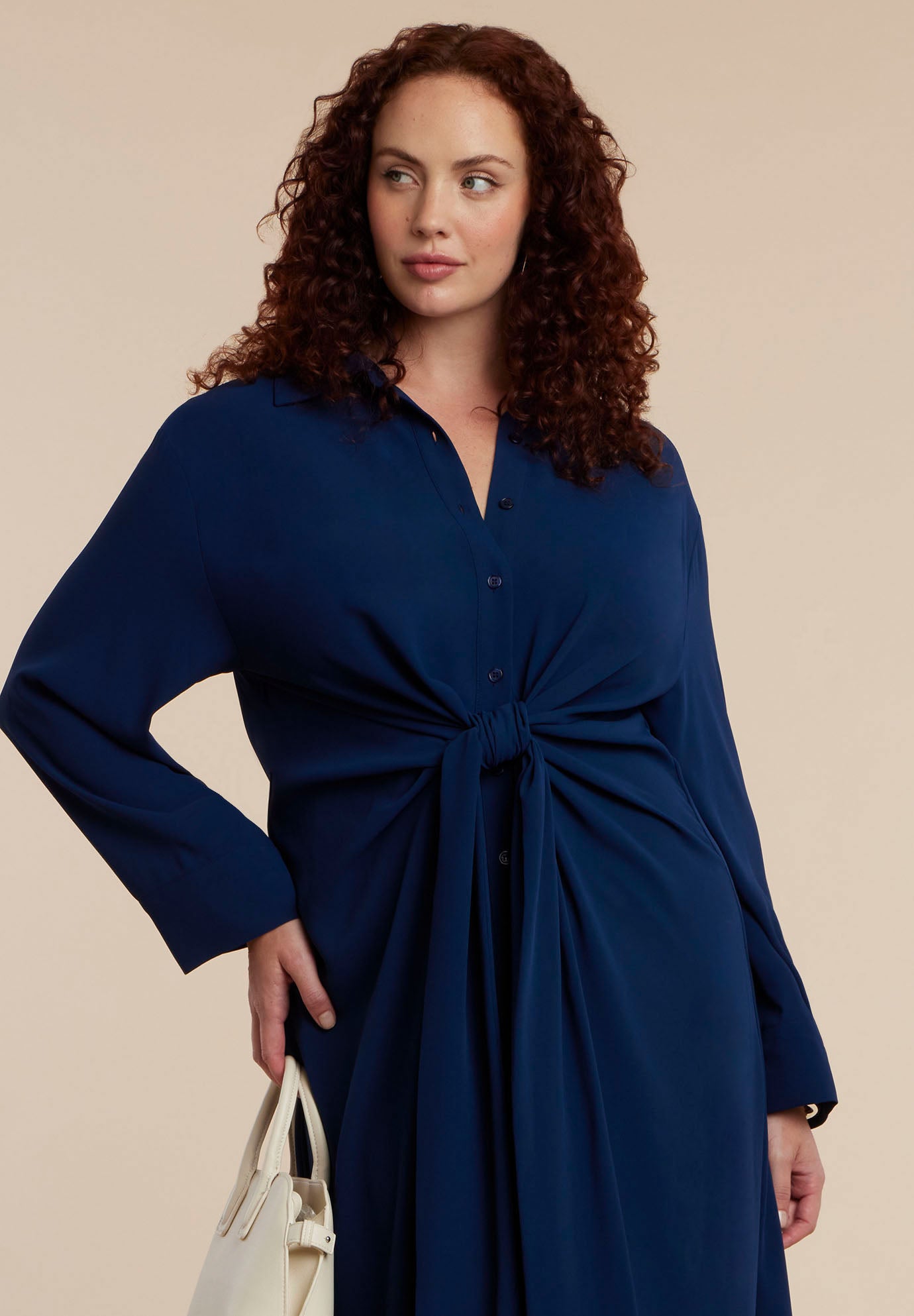 Tie Front Oversized Shirt Dress image number 2