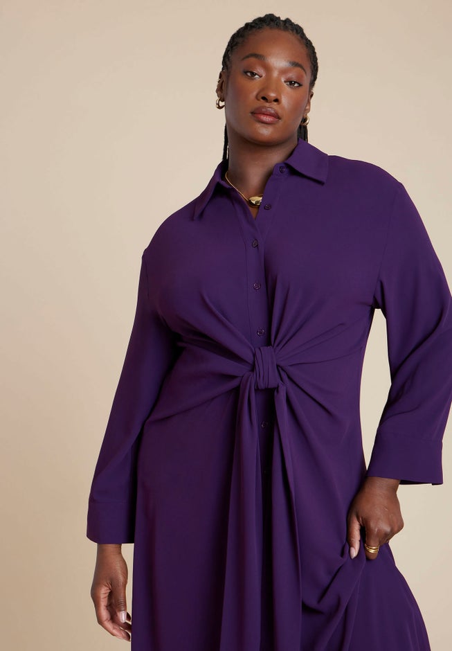 Tie Front Oversized Shirt Dress image number 2