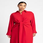 Tie Front Oversized Shirt Dress image number null